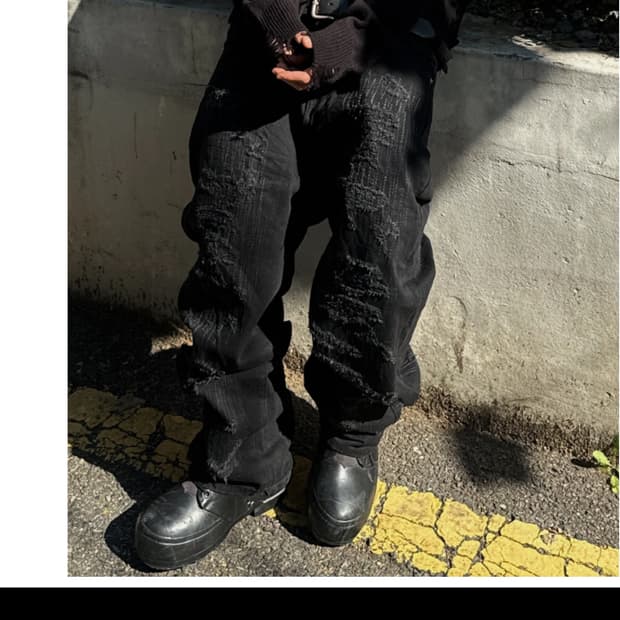 L (31~33) 블랙 / 보로 디스트로이드 데님 팬츠