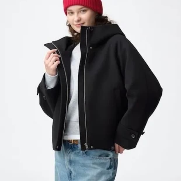 GU 지유 코지 멜튼 숏 후디 코트 357498