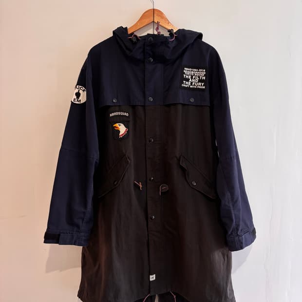Neighborhood patched hoodie m-51 coat