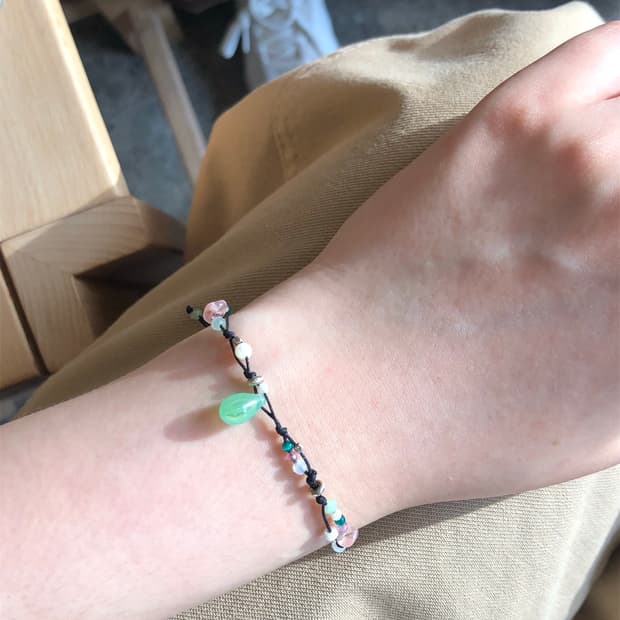 [handmade] at0 ' 봄비 ' 원석비즈실팔찌