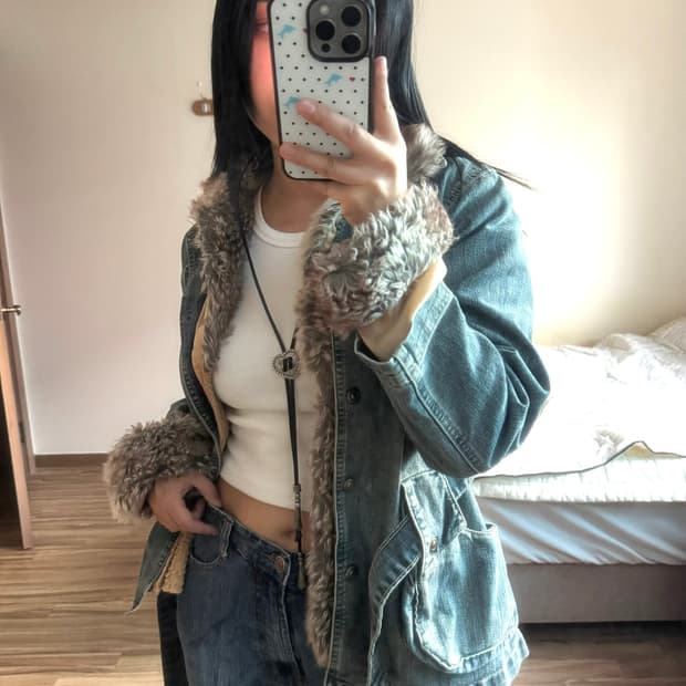 웨스턴 퍼 데님 자켓