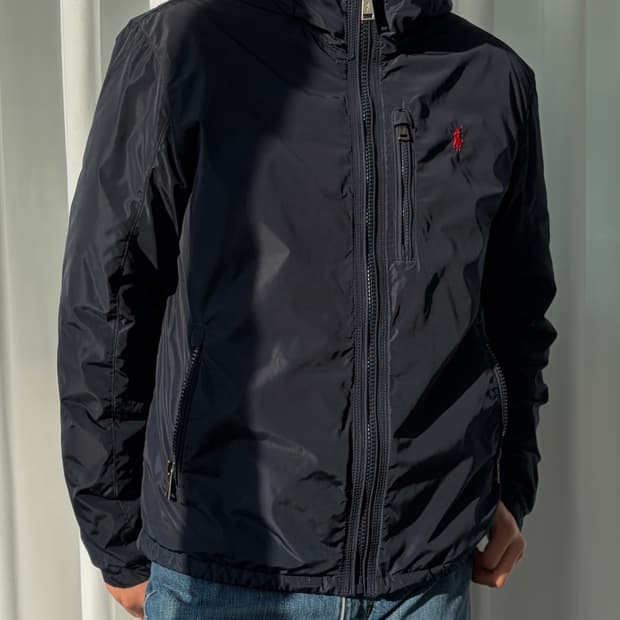 [M-L]폴로 랄프로렌 덕다운 패딩 후드 자켓 navy