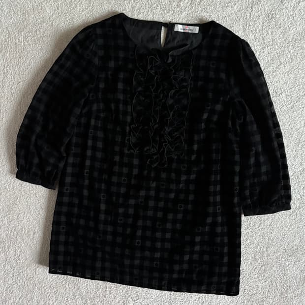 일본빈티지 갤러리 비스콘티 고딕 체크 탑