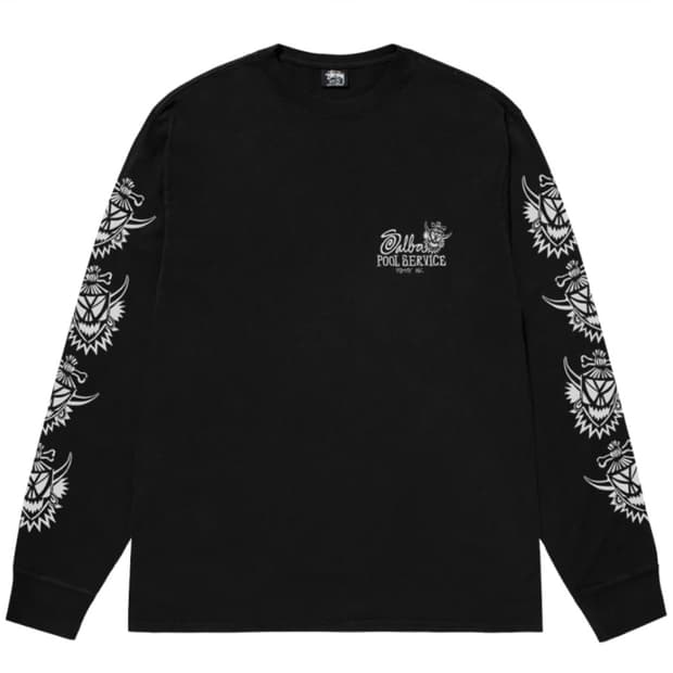 스투시 피그먼트 다이드 위치 닥터 롱슬리브 티셔츠 블랙