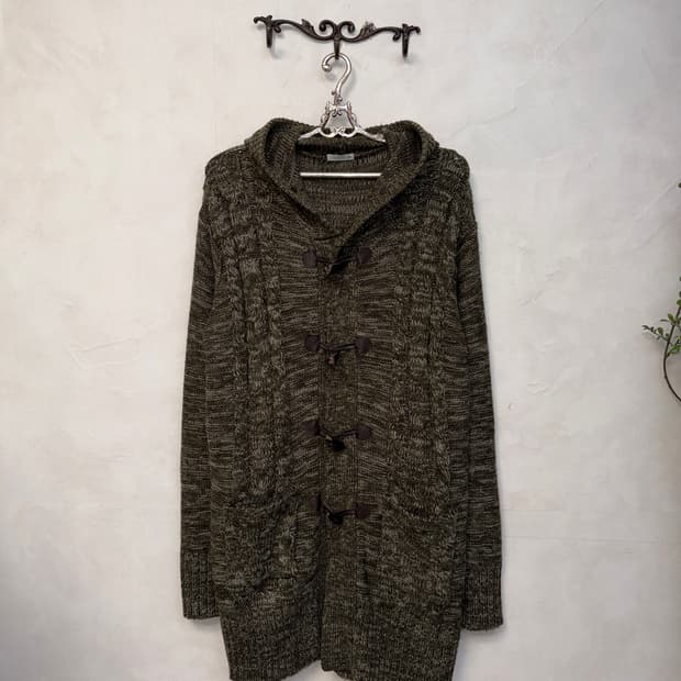 Ash khaki bokashi duffle hood cardigan 