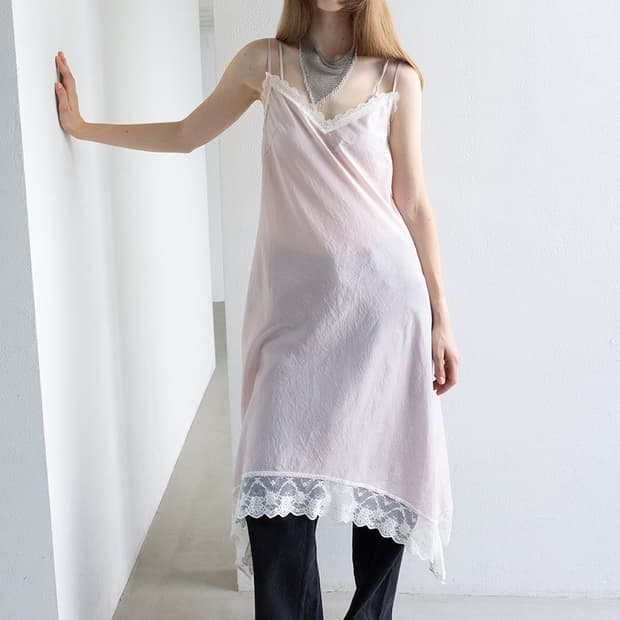 앤유 Andyou 레이스 디테일 레이어드 원피스 핑크 1