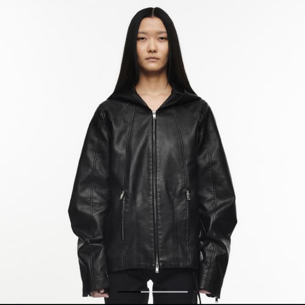 (구해요) SEAM LINE LEATHER HOODIE JACKET