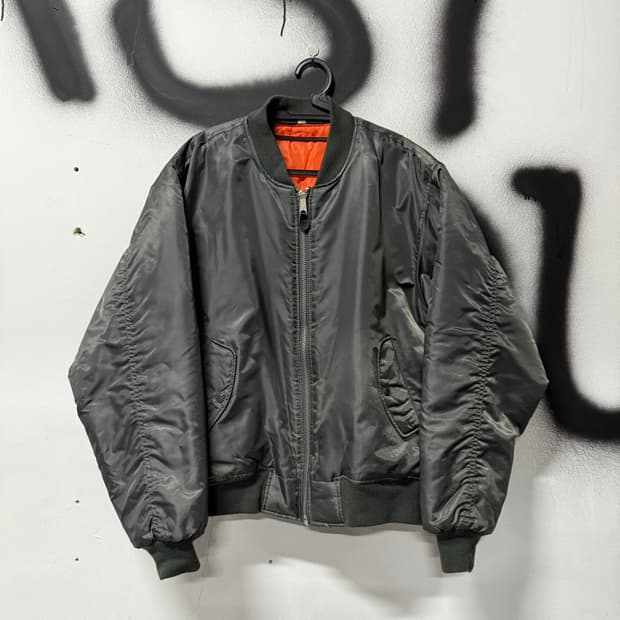 로스코 빅사이즈 리버시블 ma-1 플라이트 봄버 자켓 세이지그린