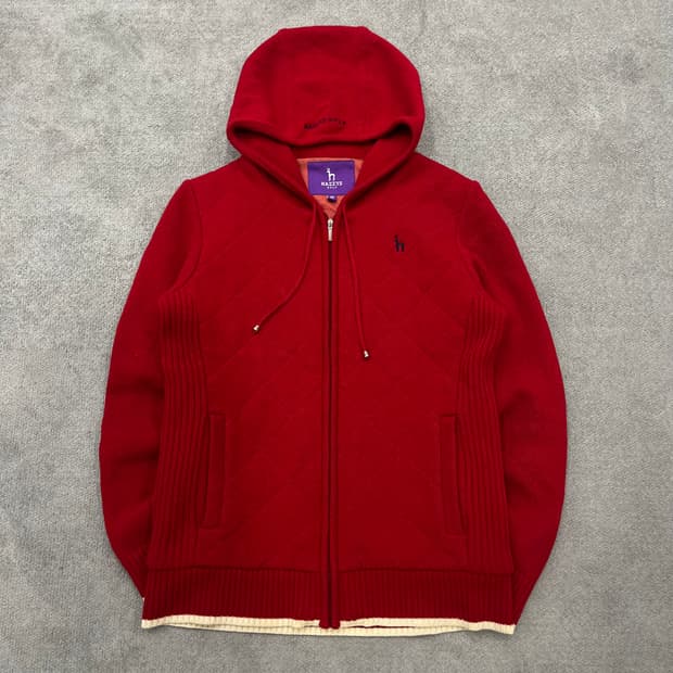 90 헤지스 골프 울 니트 후드 집업