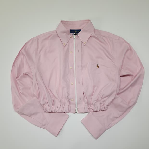 CL791 FREE 폴로 핑크 리메이크 크롭 집업 셔츠