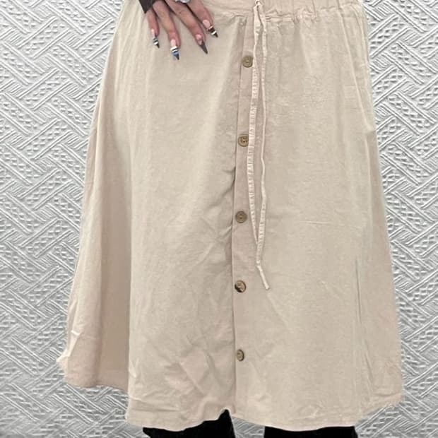 빈티지 여리 모리걸 프론트 버튼 미디 플레어 스커트 23인치 C07948