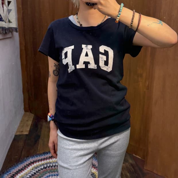 Gap 갭 빅로고 네이비 프린팅 반팔 티 (Z1538)