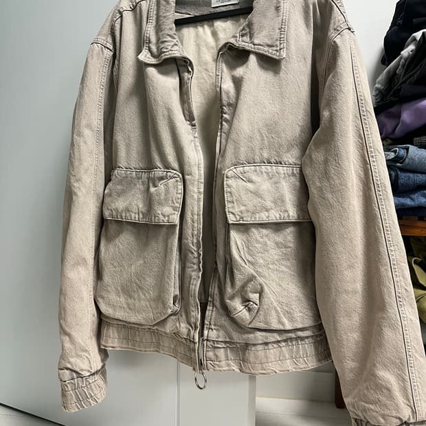 ZARA 베이지 코튼 블루종 워크자켓(XL)