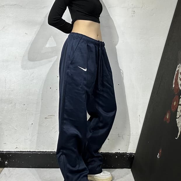 나이키 네이비 와이드 추리닝 바지 트래이닝 팬츠 L