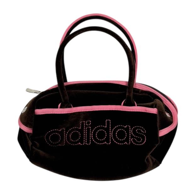 아디다스 빈티지 희귀 벨로아 벨벳 초콜릿 브라운 핑크 미니백 Y2K 가방