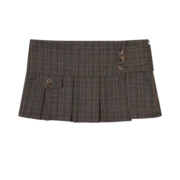 보헤미안서울 플리츠 랩 스커트 (브라운/M)