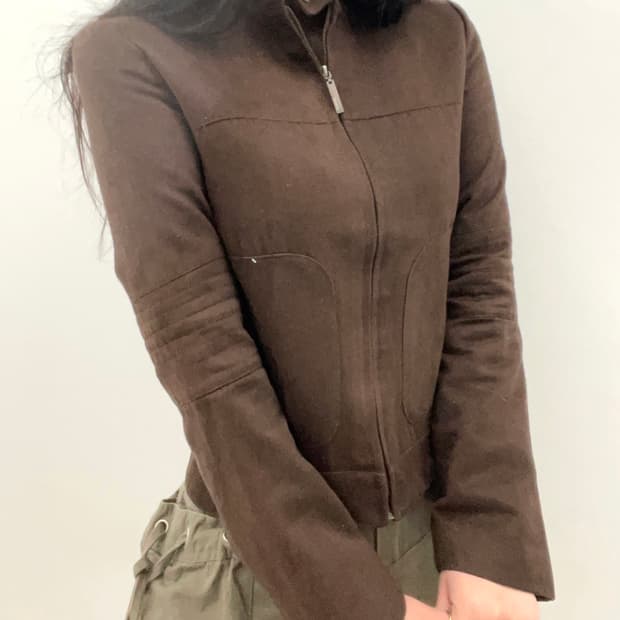 brown suede biker jacket