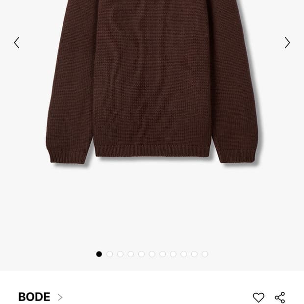[새제품]Bode Cashmere Crewneck Dark Brown