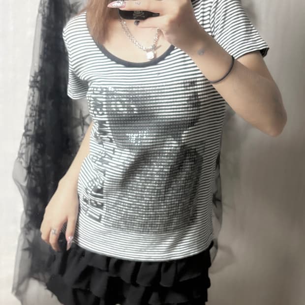 펑크 레터링 포인트 반팔 