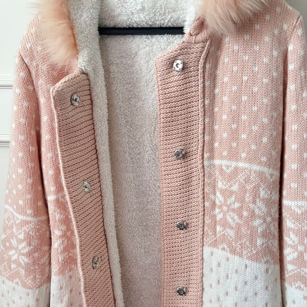 빈티지 노르딕 눈꽃 도트 롱 니트 원피스 가디건 (히메갸루 추천!