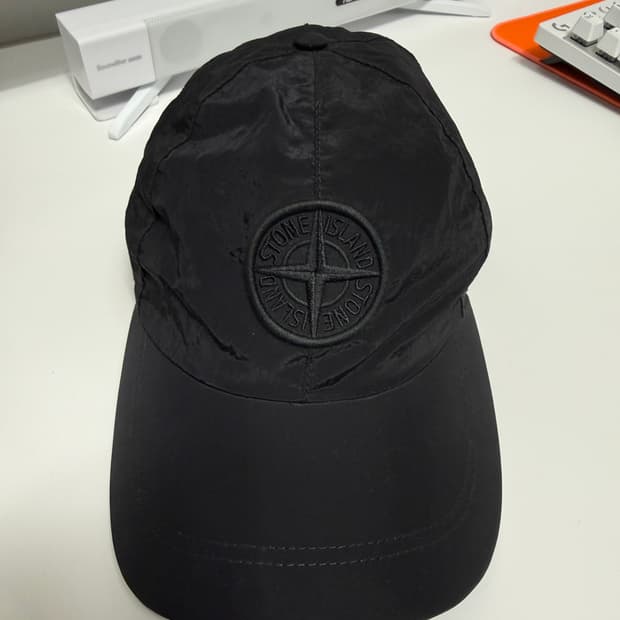 스톤아일랜드 블랙 나일론 볼캡 L