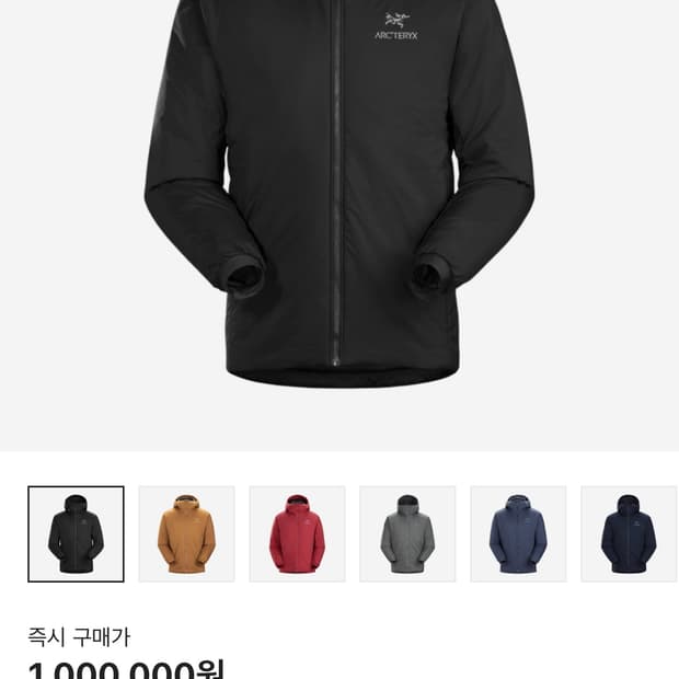 아크테릭스 아톰 ar 후디 블랙 M