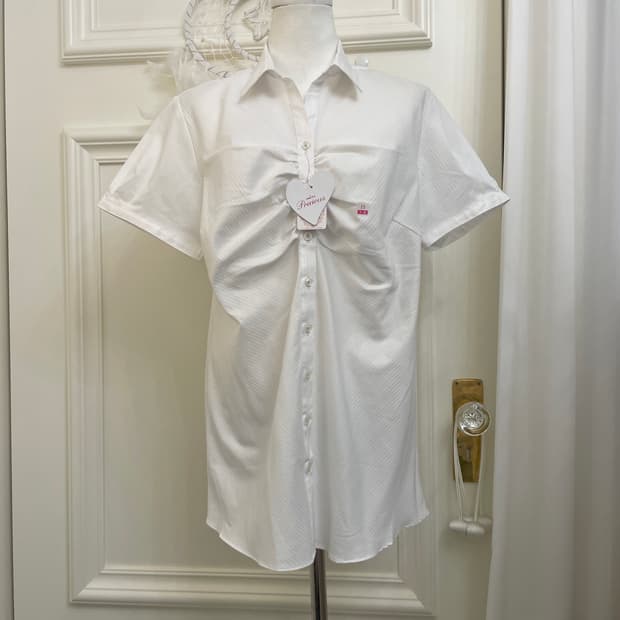 white shirring basic half shirt