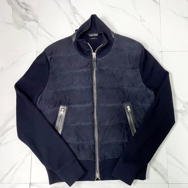 새상품 톰포드 스웨이드 캐시미어 니트 패딩 구스다운 54 옷걸이O
