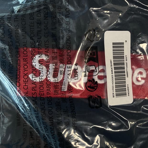 [m] 슈프림 박스로고 후드 네이비