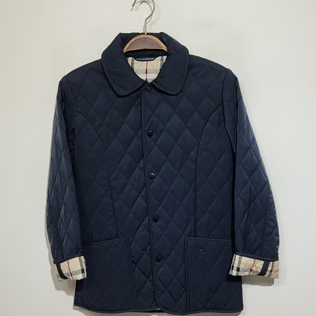(S) 버버리 퀼팅자켓 네이비 누빔점퍼 안감 노바체크 