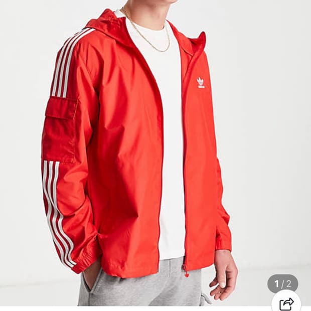 아디다스 오리지널 삼선 집업 바람막이 레드