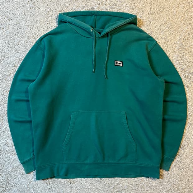 오베이 OBEY 스몰로고 후드티 그린