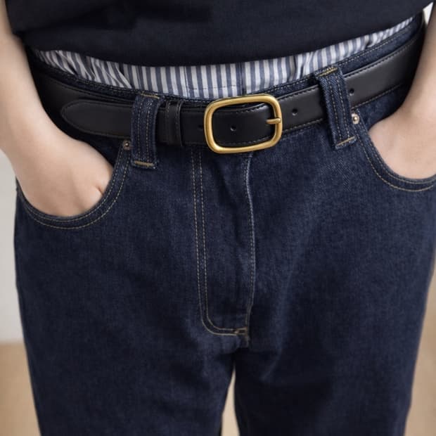 소가죽 브라스 버클 데일리 벨트 (블랙/브라운)