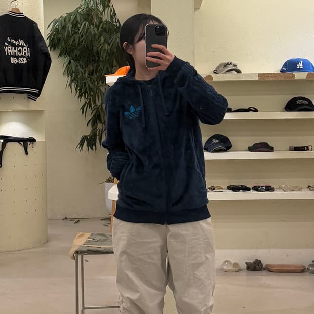 아디다스 파이어버드 빅로고 쉐르파 후드집업 U290