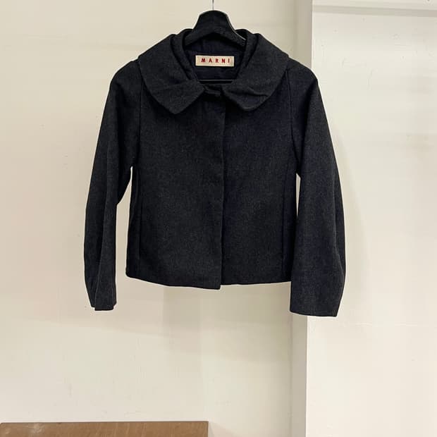 마르니 차콜 울 블랜드 오버사이즈 칼라 자켓