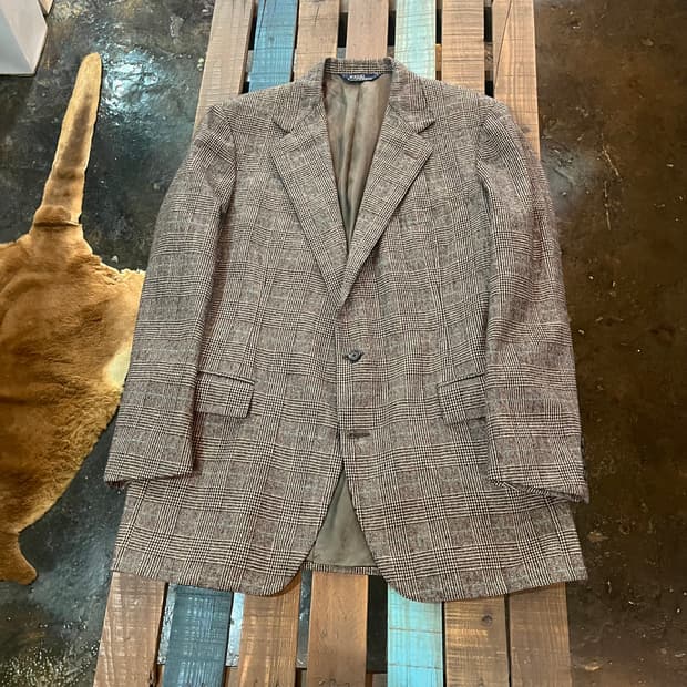 80~90s US 메이드 폴로 랄프로렌 체크 울 블레이저