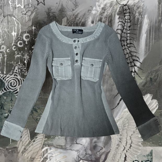 Cecil McBee y2k khaki gray knit top