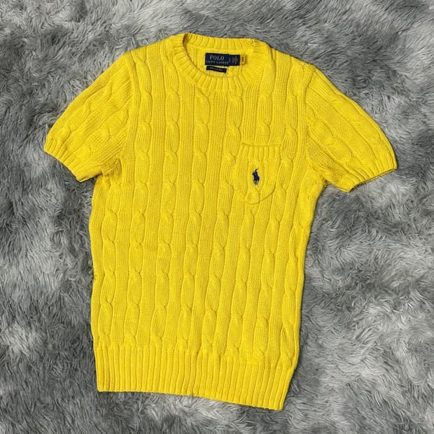 폴로랄프로렌 케이블 피마코튼 반팔 니트 s