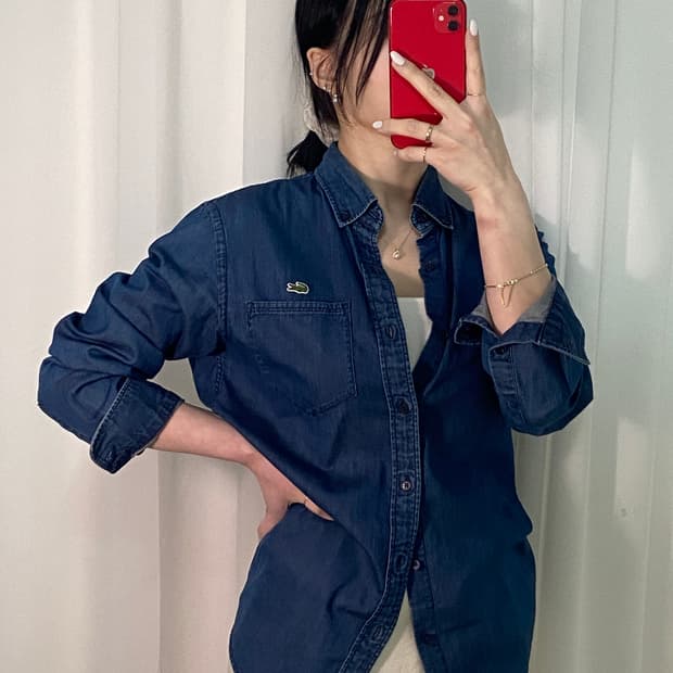 라코스테 와펜 데님셔츠