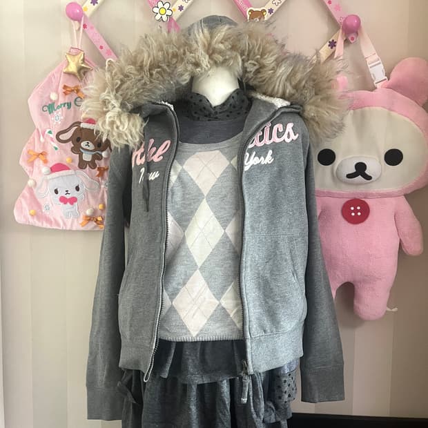 빈티지러블리아가일코디세트갸루캉캉스커트스파오울프죠후드집업