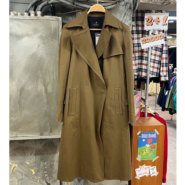 랑방 오픈 카라 롱코트 브라운 #csz3460