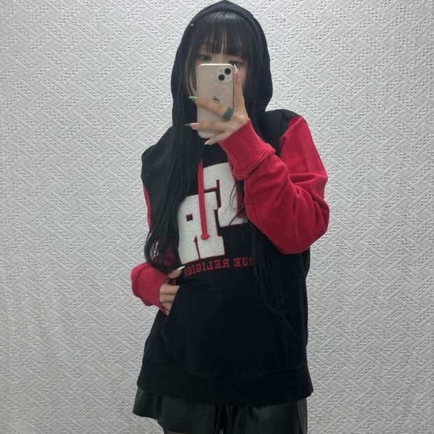 트루릴리전 빈티지 레트로 스트릿 양털로고 후드티 XL C09155