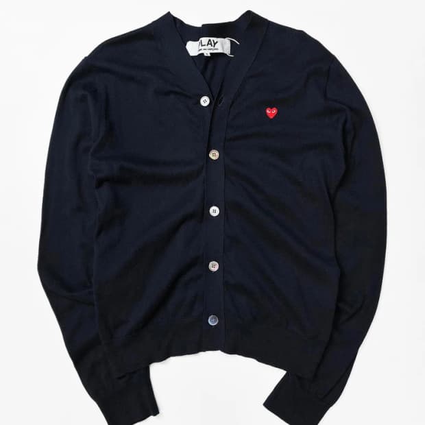 꼼데가르송 미니 로고 와펜 니트코튼 가디건 PN5619