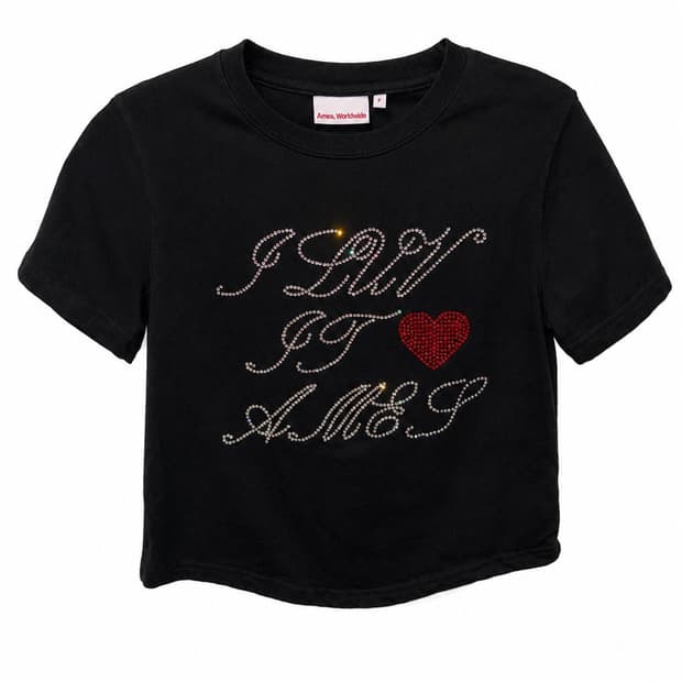 AMES HOTFIX CROP TEE BLACK