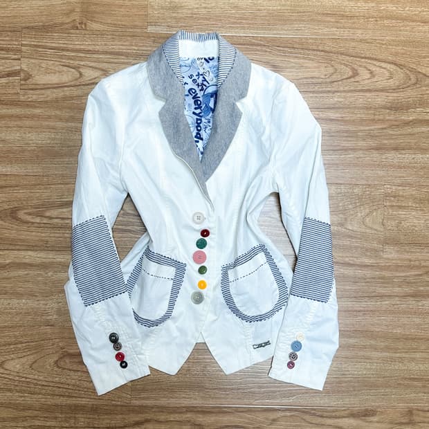 빈티지 단추 레터링 자켓 코이세이오깔 오네갸루 긱시크 고딕 페어리 그런지