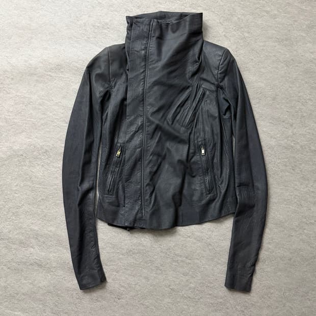 릭오웬스 하이넥 램스킨 자켓