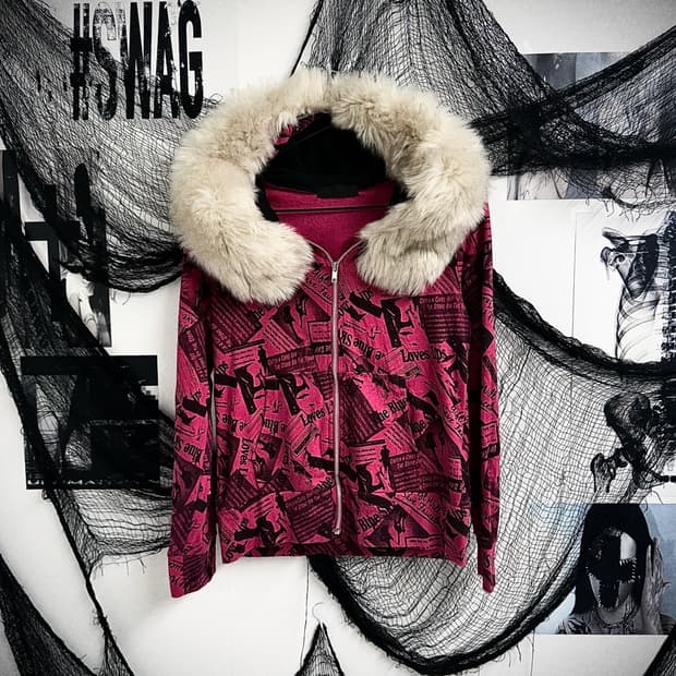 00s gal fur pattern hood zipup