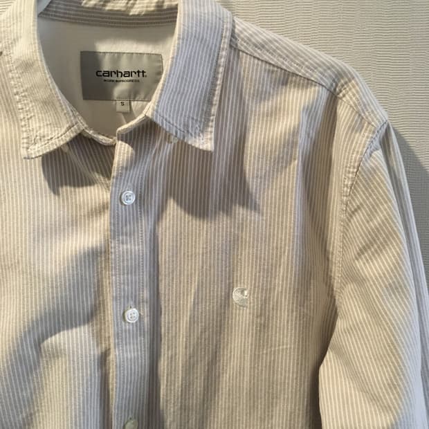 칼하트 스트라이프 긴팔 셔츠 베이지