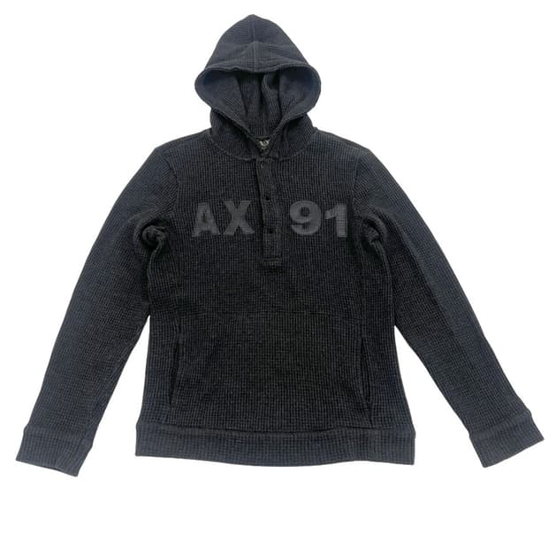 알마니 익스체인지 와플니트 쉽스킨 로고 후디