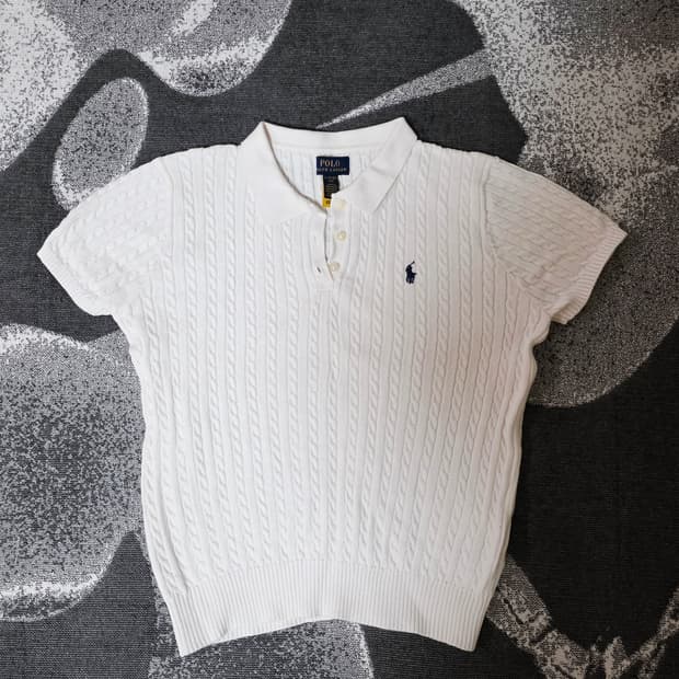 폴로랄프로렌 여성 걸즈 케이블 반팔 카라 니트 스웨터 XL (55)